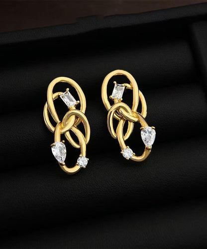 Original Design Gold Copper Overgild Zircon Entangle Hoop Earrings