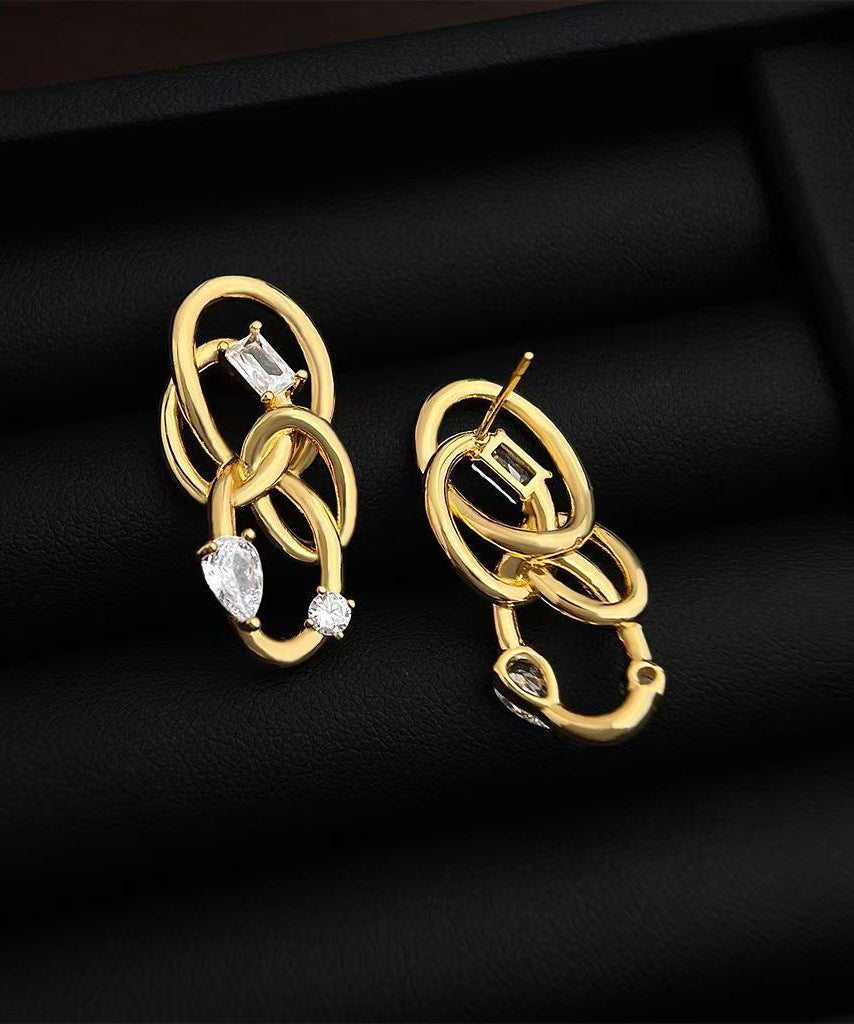 Original Design Gold Copper Overgild Zircon Entangle Hoop Earrings