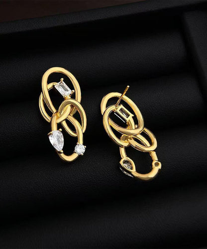 Original Design Gold Copper Overgild Zircon Entangle Hoop Earrings