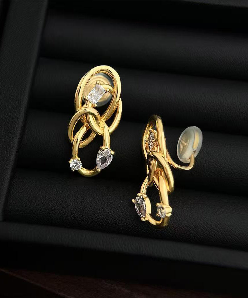 Original Design Gold Copper Overgild Zircon Entangle Hoop Earrings