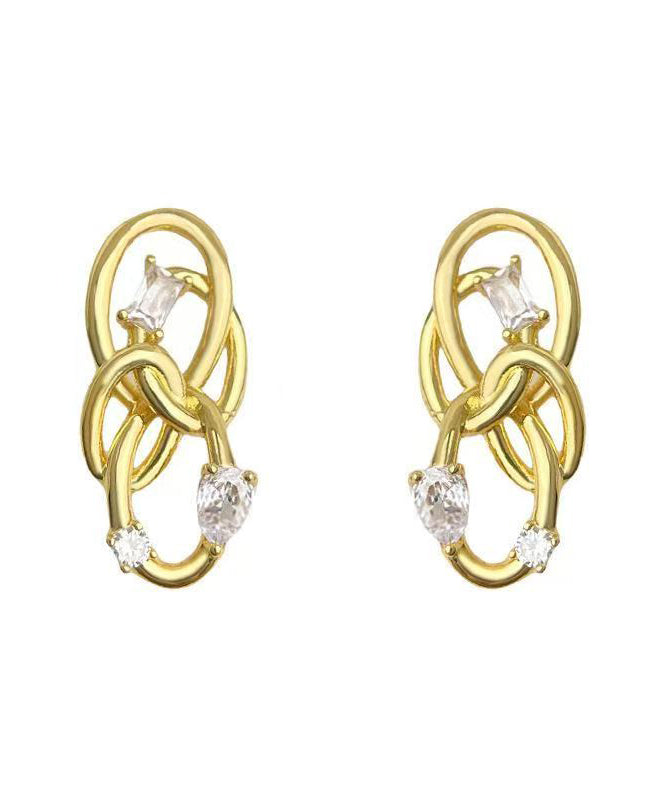 Original Design Gold Copper Overgild Zircon Entangle Hoop Earrings