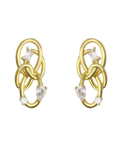 Original Design Gold Copper Overgild Zircon Entangle Hoop Earrings