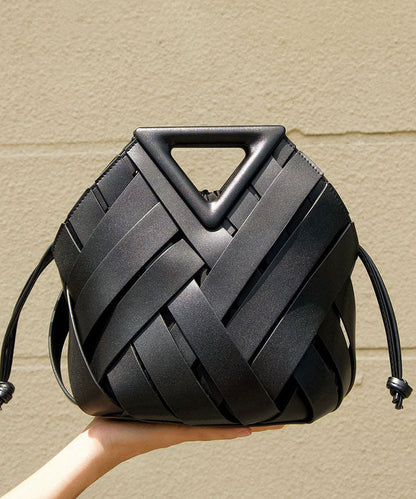 Original Design Gold Faux Leather Weaving Hollow Bucket Bag
