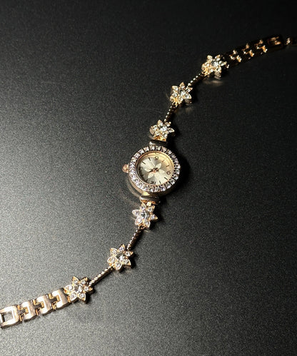 Original Design Gold Metal Alloy Zircon Floral Watches