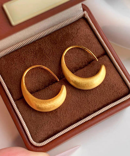 Original Design Gold Metal Overgild C-Shaped Hoop Earrings