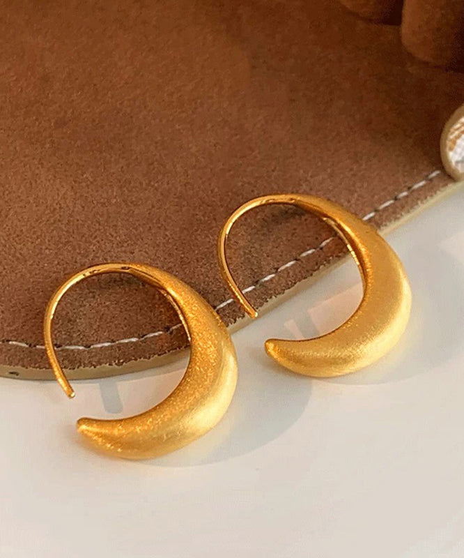 Original Design Gold Metal Overgild C-Shaped Hoop Earrings