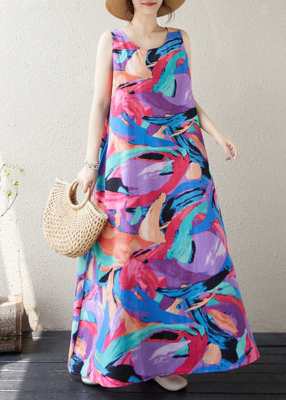 Original Design Graffiti Print Exra Large Hem Holiday Dresses Sleeveless