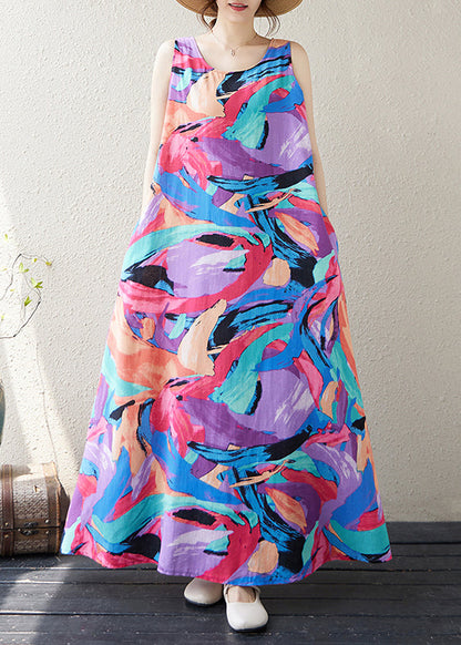 Original Design Graffiti Print Exra Large Hem Holiday Dresses Sleeveless