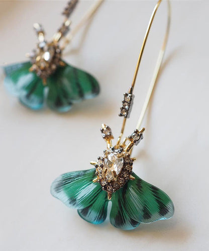 Original Design Green Copper Overgild Butterfly Hoop Earrings