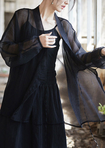 Original Design Black polka dots V Neck Lace Up Cotton Top Summer