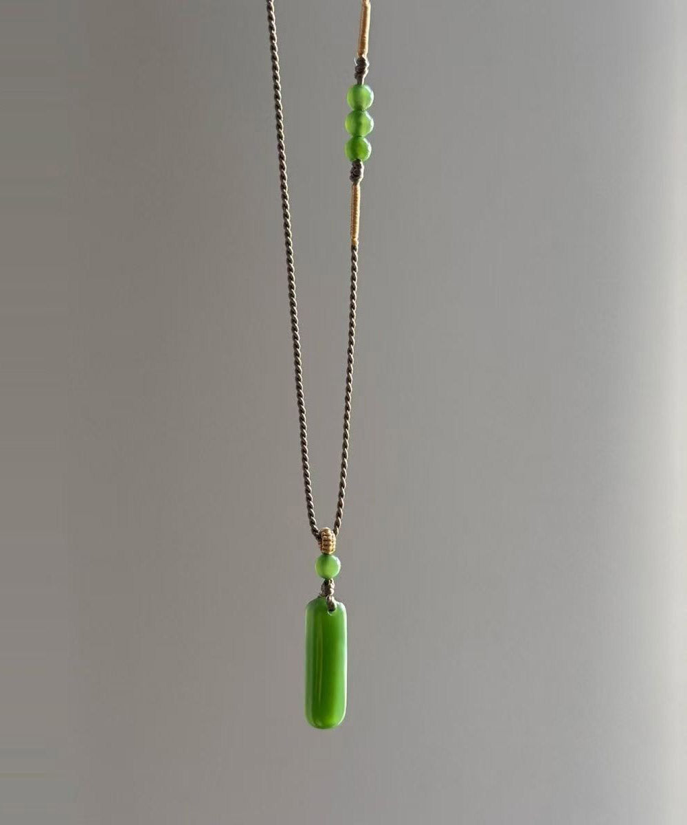 Original Design Green Weave Jade Pendant Necklace