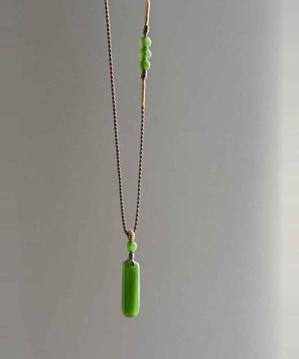 Original Design Green Weave Jade Pendant Necklace