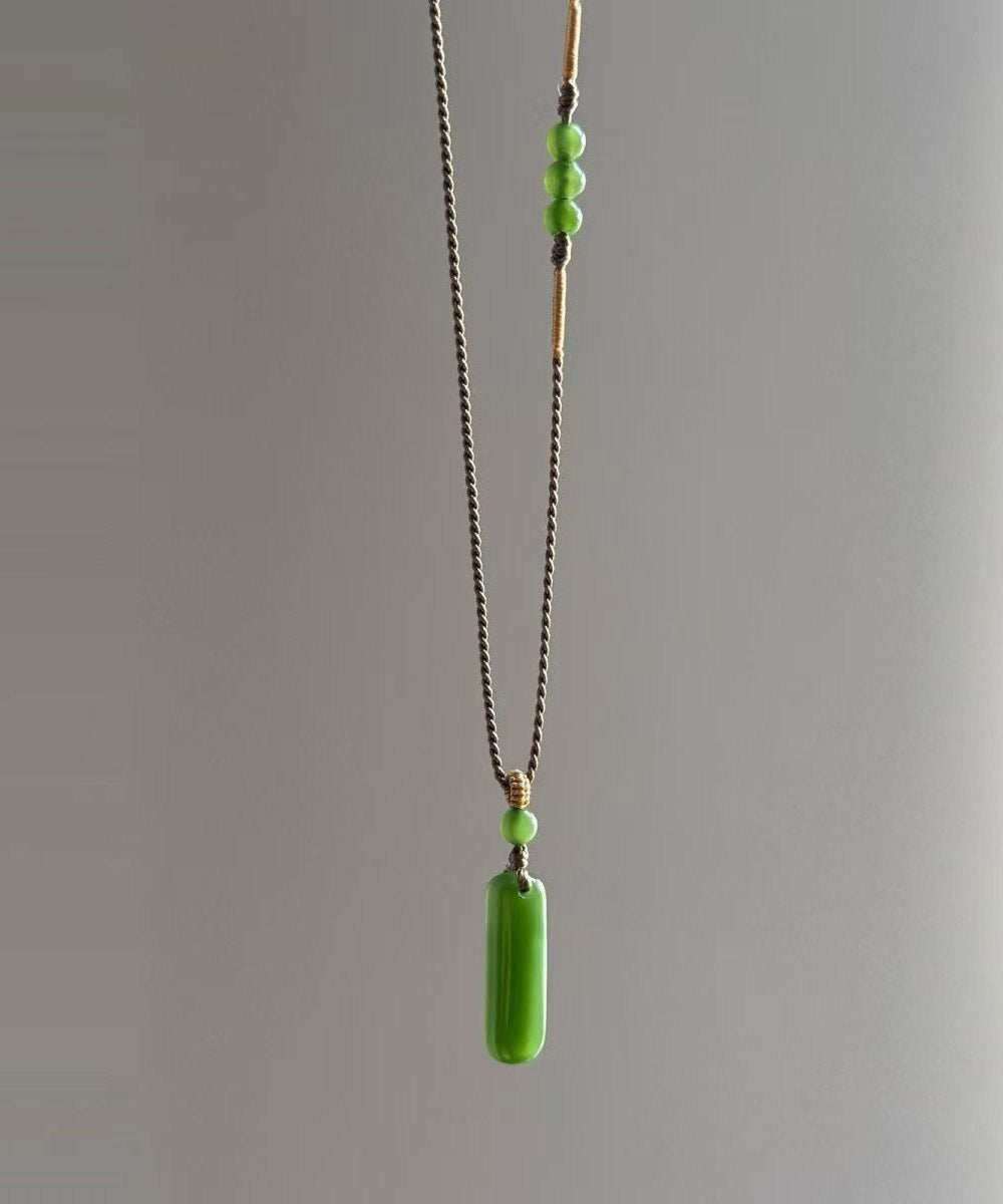 Original Design Green Weave Jade Pendant Necklace