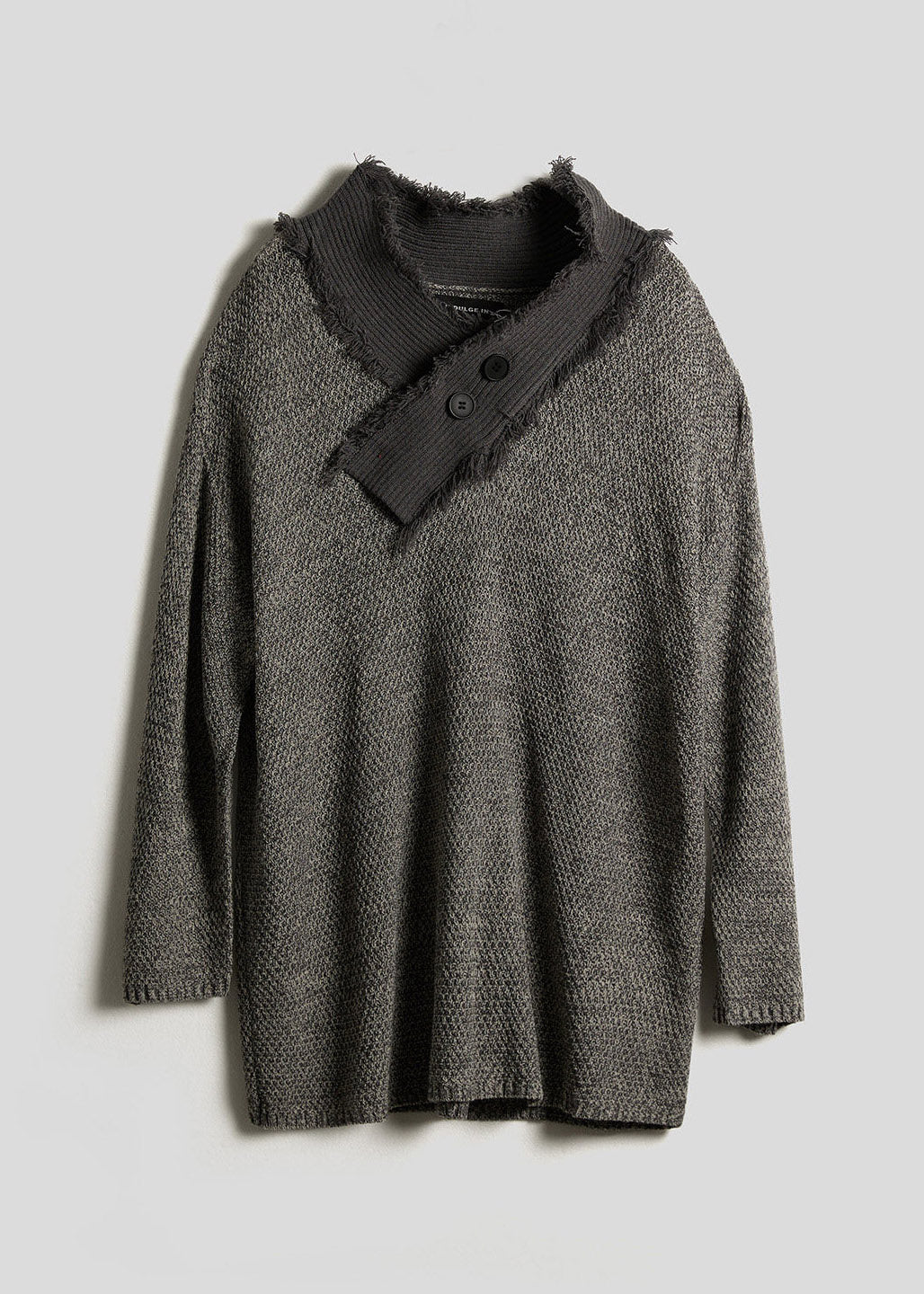 Original Design Grey V Neck Asymmetrical Cotton Knit Sweater Fall