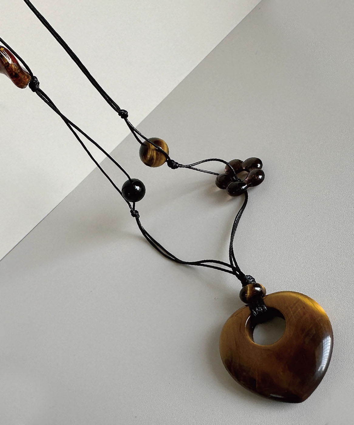 Original Design Hollow Out Gem Stone Pendant Long Necklace