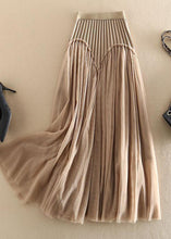 Load image into Gallery viewer, Original Design Khaki High Waist Ruffled Patchwork Tulle Pleated Skirts Spring