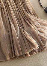 Load image into Gallery viewer, Original Design Khaki High Waist Ruffled Patchwork Tulle Pleated Skirts Spring