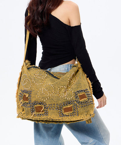 Original Design Large Capacity Rivet Denim Shoulder Bag