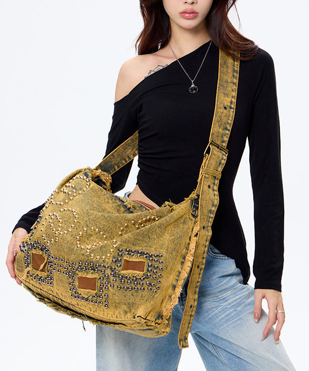 Original Design Large Capacity Rivet Denim Shoulder Bag