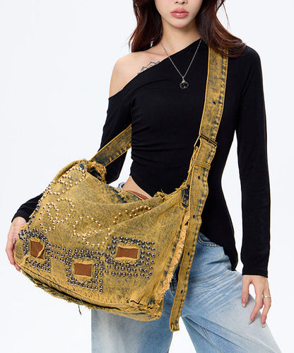 Original Design Large Capacity Rivet Denim Shoulder Bag