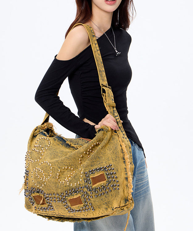 Original Design Large Capacity Rivet Denim Shoulder Bag