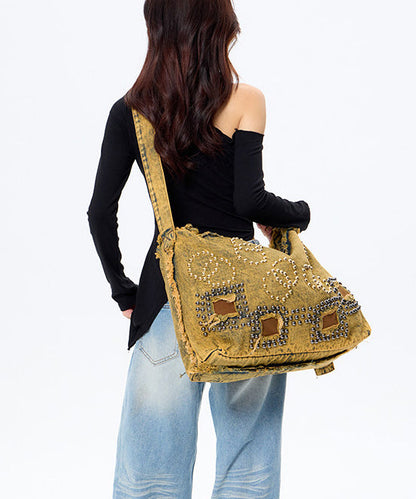 Original Design Large Capacity Rivet Denim Shoulder Bag