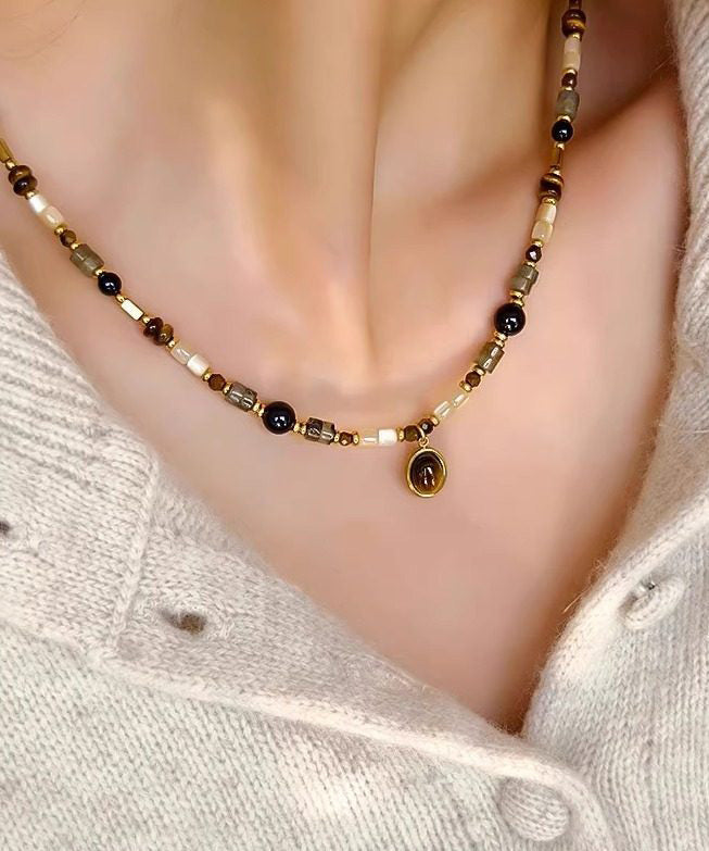 Original Design Luxury Tiger's Eye Agate Pendant Necklace
