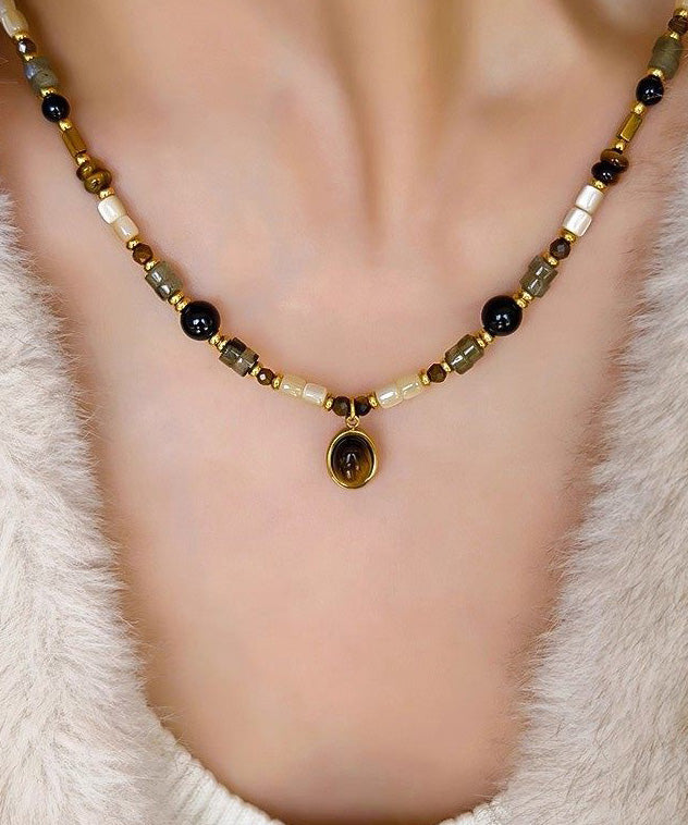 Original Design Luxury Tiger's Eye Agate Pendant Necklace