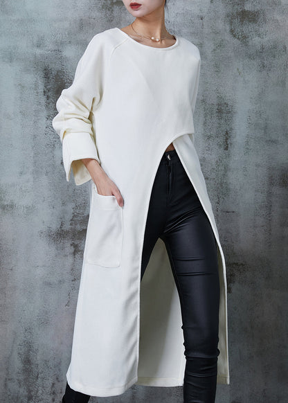 Original Design Milk White Oversized Side Open Cotton Dresses Spring