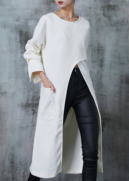 Original Design Milk White Oversized Side Open Cotton Dresses Spring