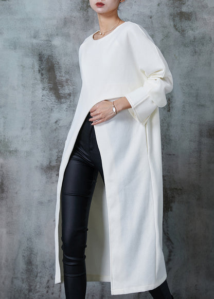 Original Design Milk White Oversized Side Open Cotton Dresses Spring