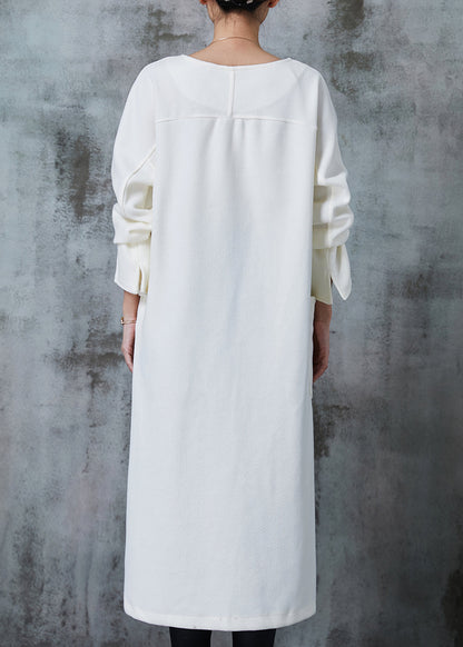 Original Design Milk White Oversized Side Open Cotton Dresses Spring