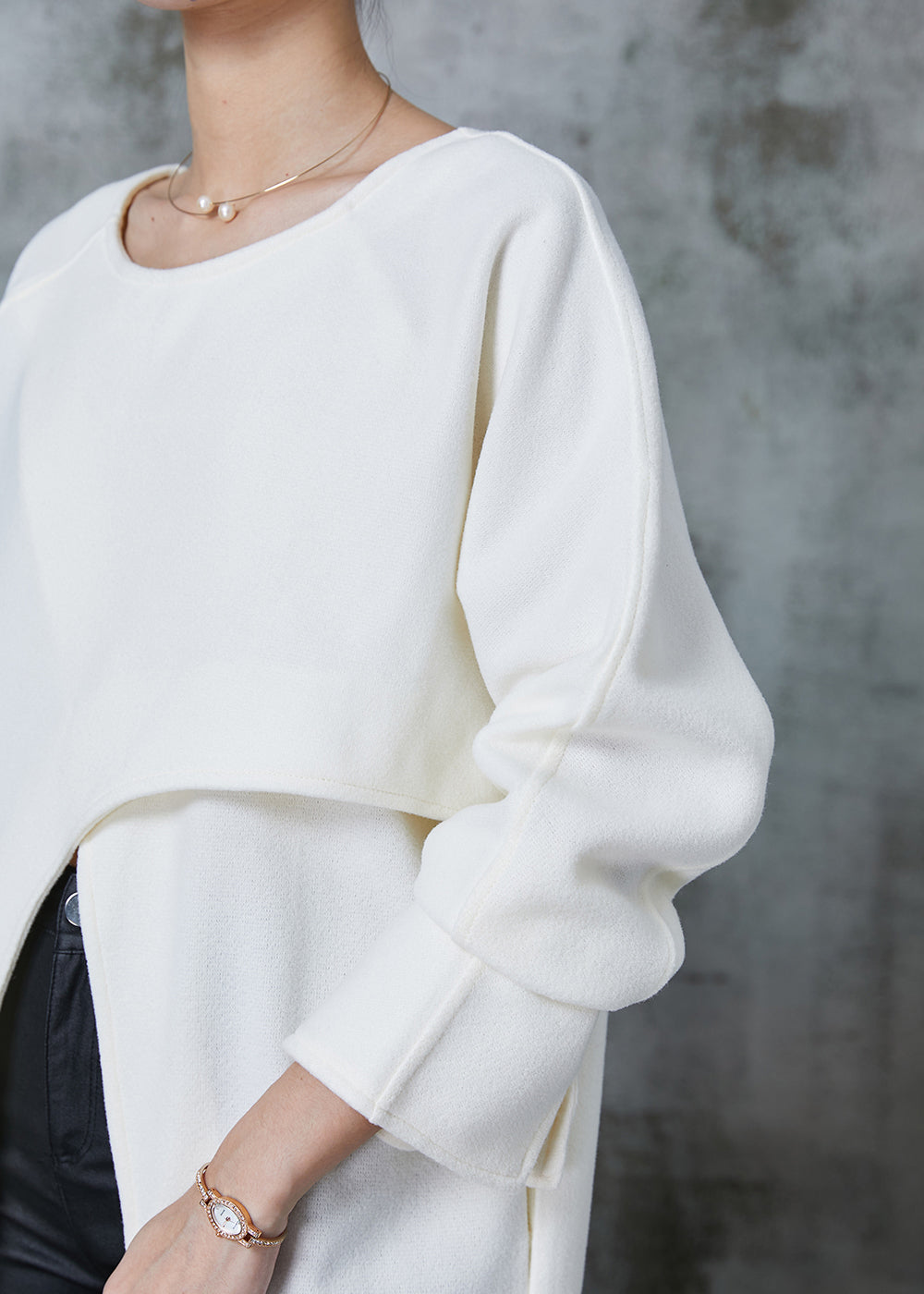 Original Design Milk White Oversized Side Open Cotton Dresses Spring