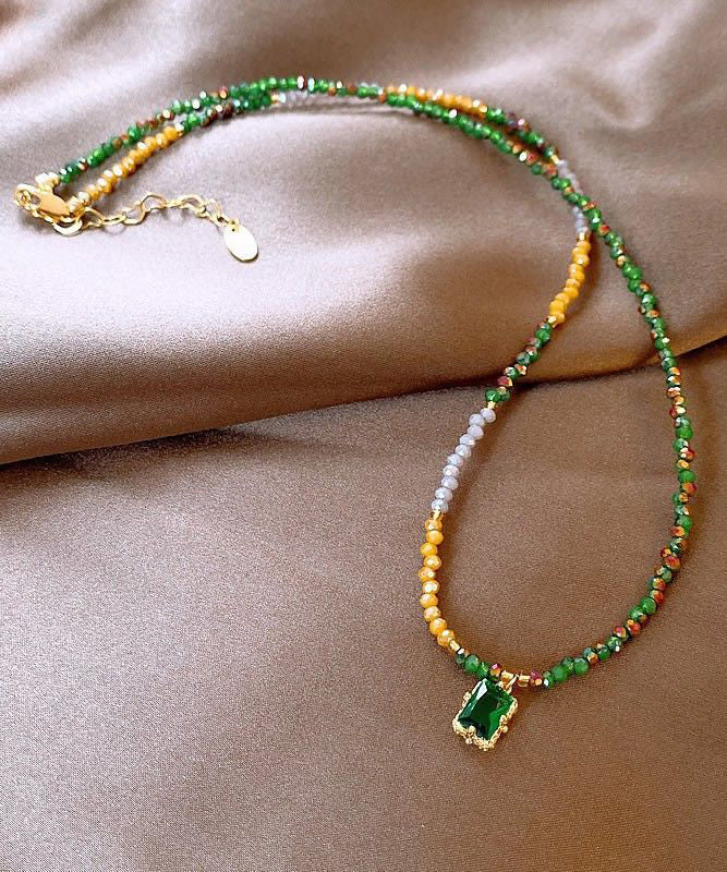 Original Design Multicolor Alloy Crystal Beading Emerald Gratuated Bead Necklace