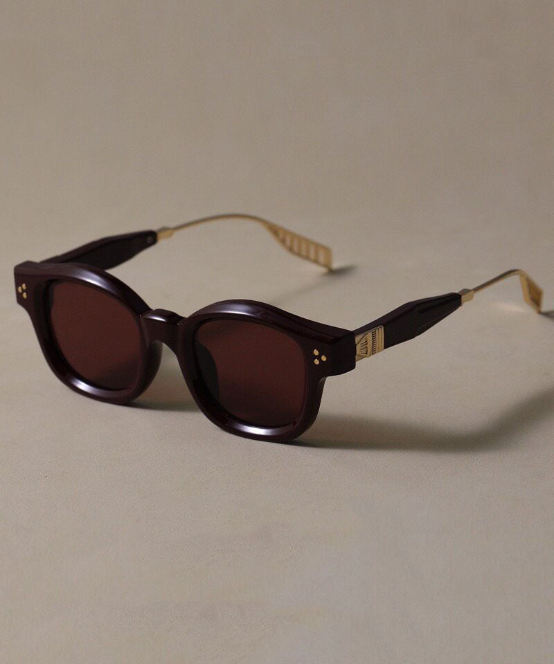 Original Design Purple Metal Asymmetrical Patchwork Rivet UV Protection Sunglasses