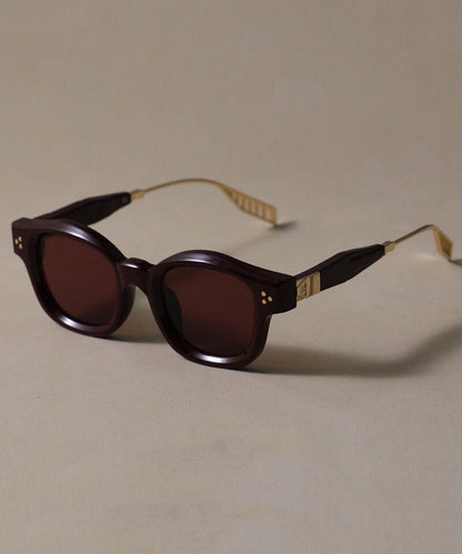 Original Design Purple Metal Asymmetrical Patchwork Rivet UV Protection Sunglasses