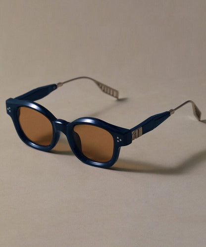 Original Design Purple Metal Asymmetrical Patchwork Rivet UV Protection Sunglasses