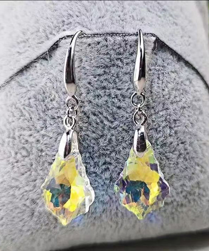 Original Design Purple Sterling Silver Crystal Drop Earrings