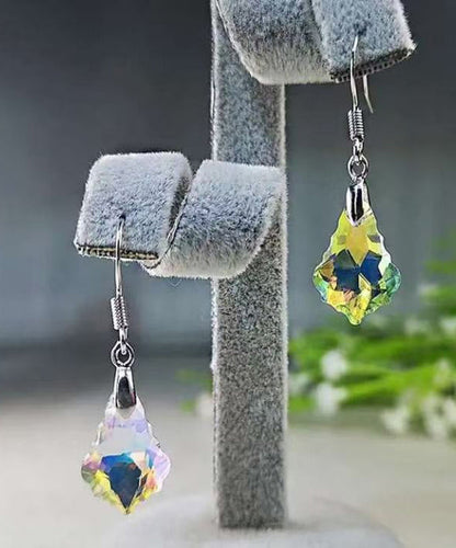 Original Design Purple Sterling Silver Crystal Drop Earrings