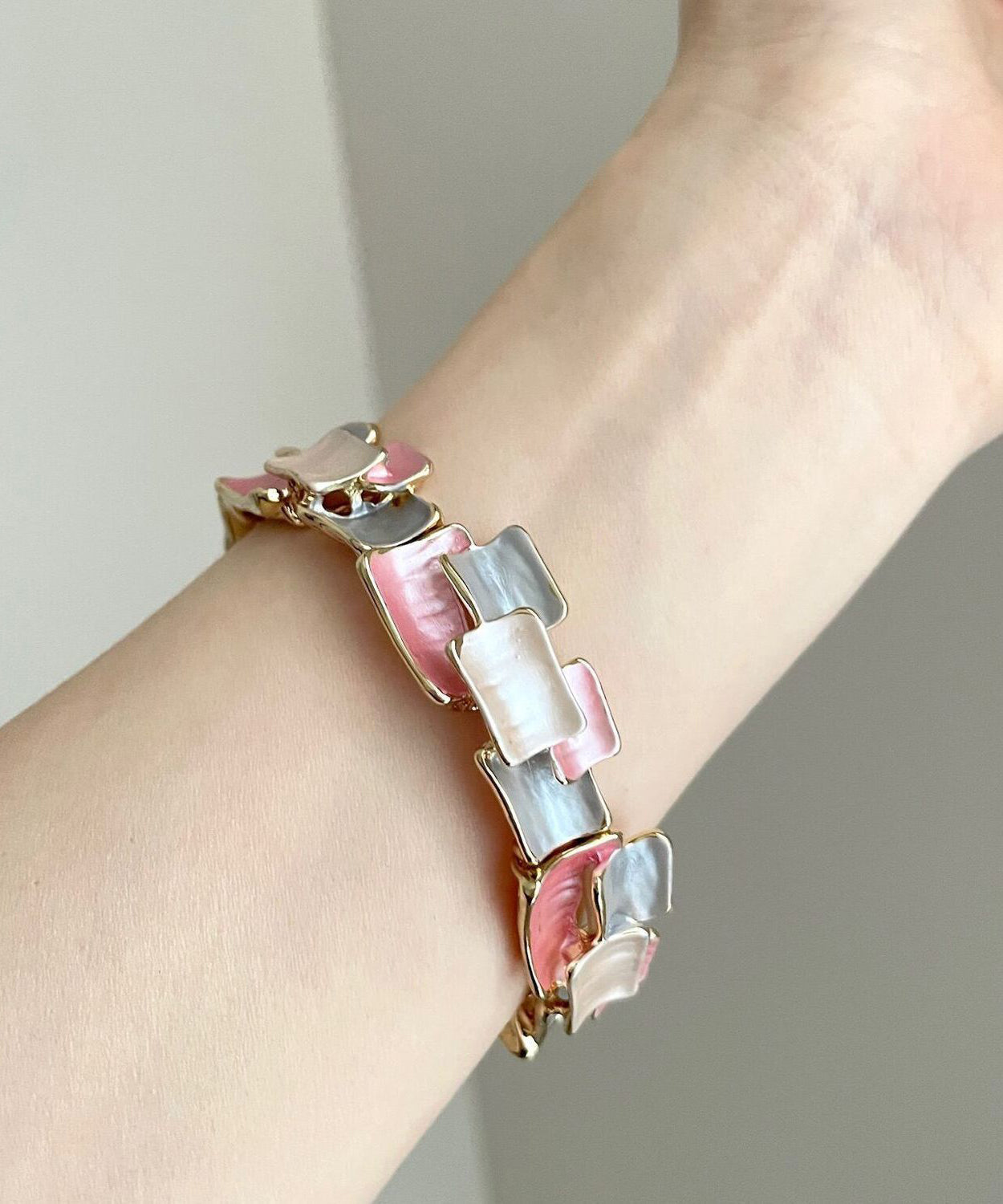 Original Design Rainbow Alloy Enamel Patchwork Bangles
