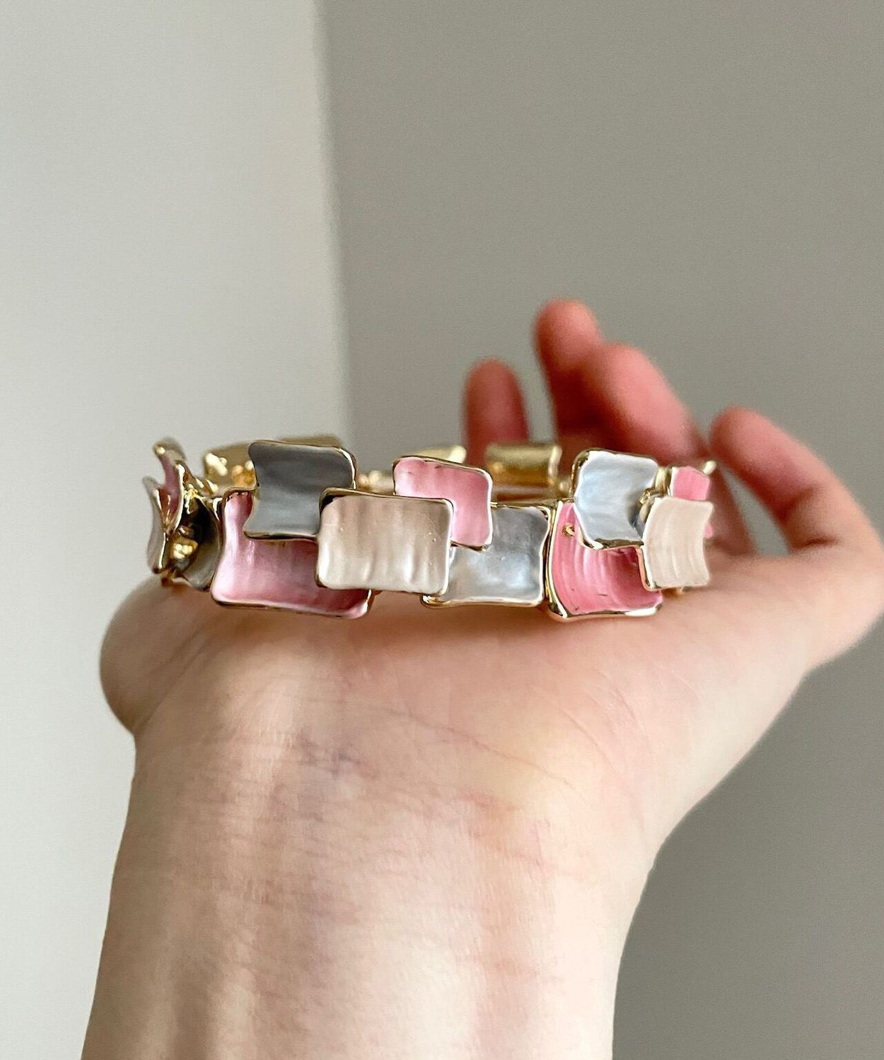 Original Design Rainbow Alloy Enamel Patchwork Bangles