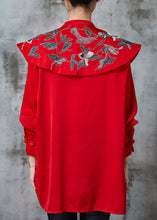 Load image into Gallery viewer, Original Design Red Embroidered Chinese Button Blouse Tops Spring