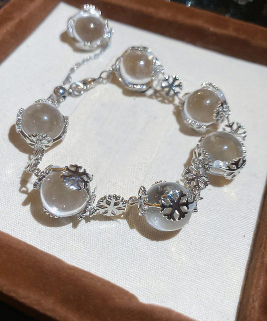 Original Design Silk Copper Alloy Crystal Beading Snowflake Charm Bracelet