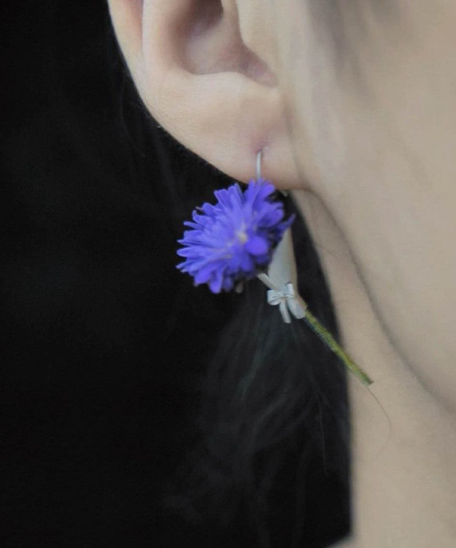 Original Design Silk Copper Flower Arrangement Bouquet Drop Earrings