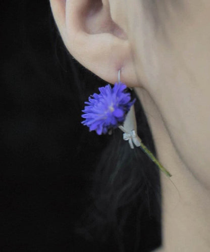 Original Design Silk Copper Flower Arrangement Bouquet Drop Earrings