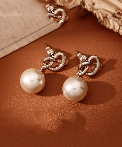 Original Design Silk Copper Love Pearl Drop Earrings