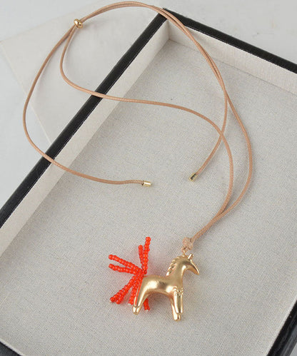 Original Design Silk Leather Pony Tassel Pendant Necklace