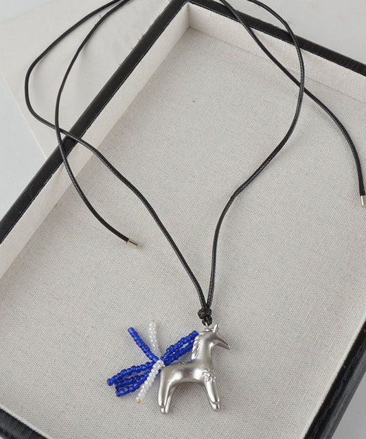 Original Design Silk Leather Pony Tassel Pendant Necklace