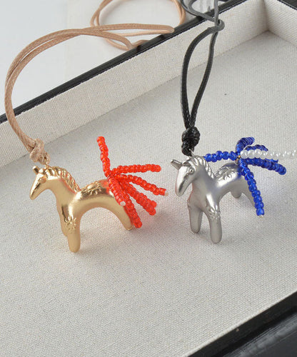 Original Design Silk Leather Pony Tassel Pendant Necklace