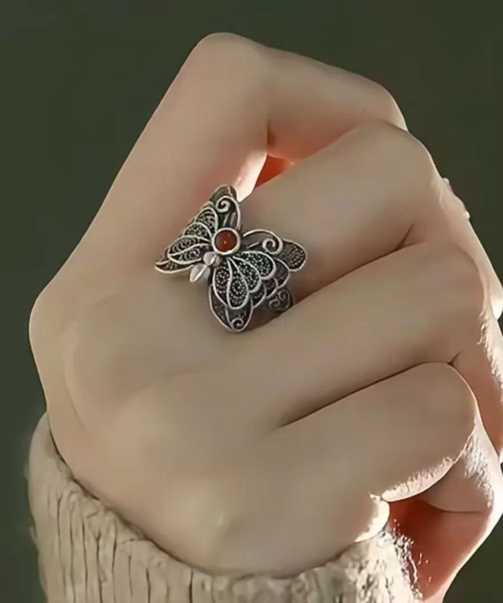 Original Design Silk Sterling Silver Butterfly Hollow Out Rings